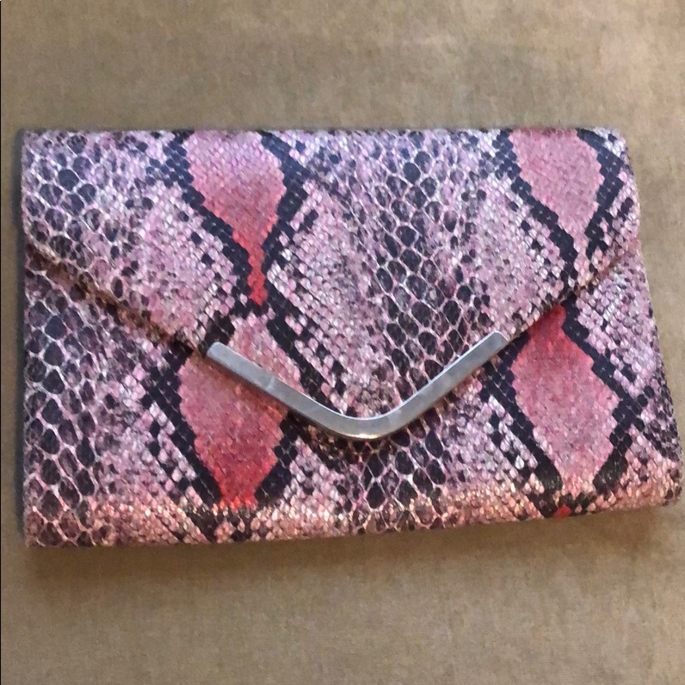 Pink and Purple Snake Print Clutch